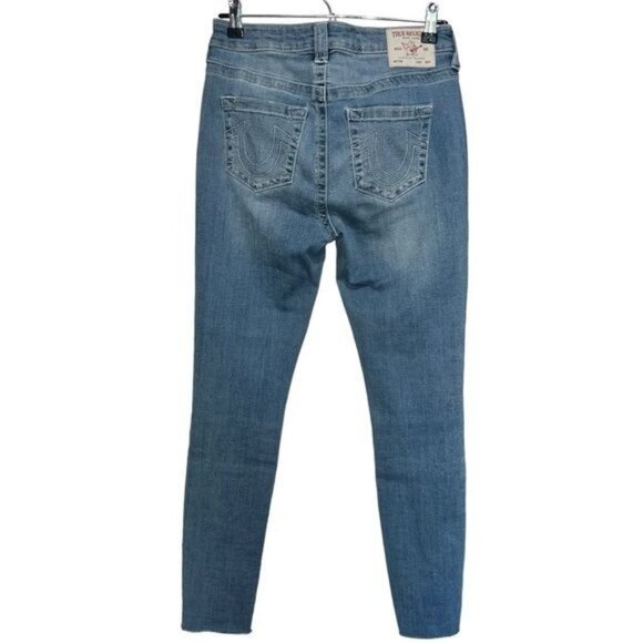 True Religion Jeans Womens 27 Blue Denim Mid Rise Super Skinny Stretch Fabric - Picture 2 of 10